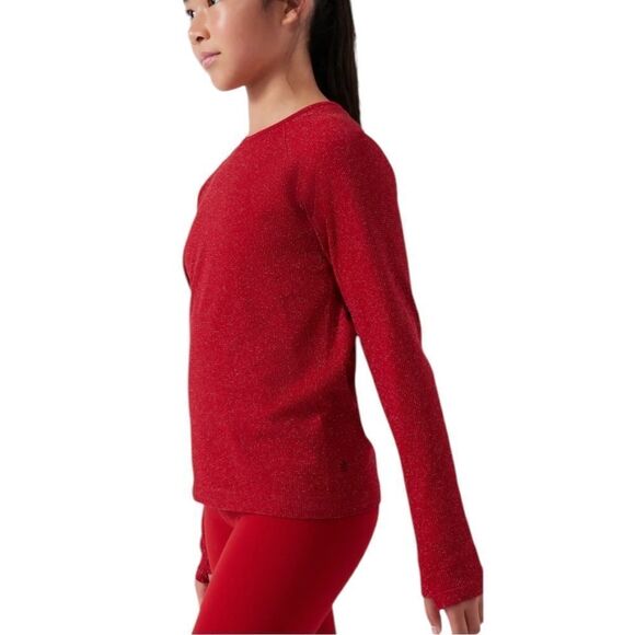 Athleta Girl Power Up Shimmer Top in Candy Red NWOT - Picture 3 of 10